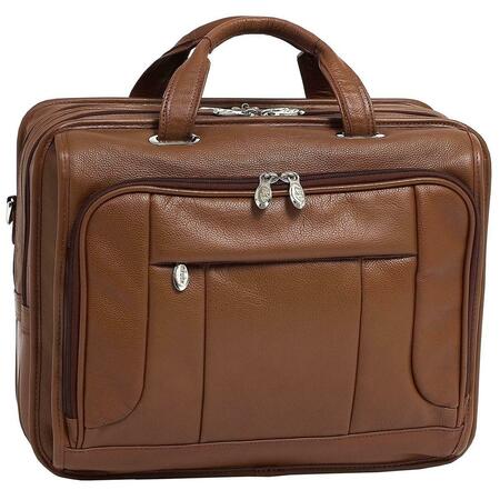 MCKLEINUSA 17 Inch Brown River West Leather Fly-Through Checkpoint-Friendly Notebook Case 15714